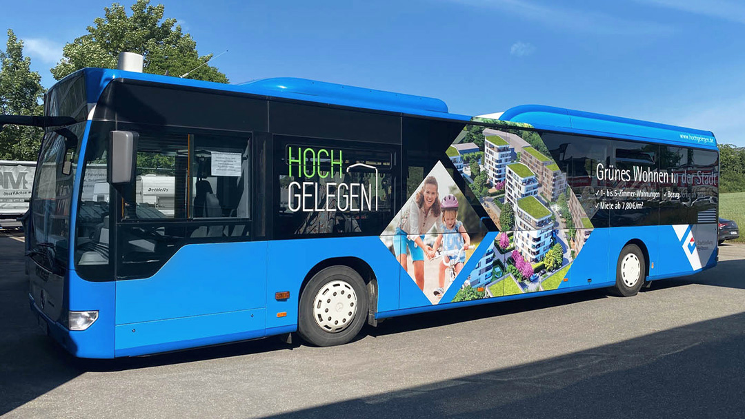 Stadt­sied­lung Heil­bronn – Buswerbung